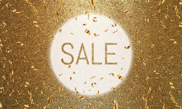 Illustration of text discounts for sale gold glitter letters