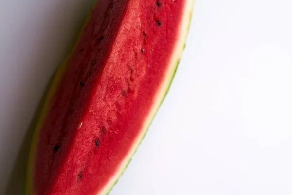 Rebanada Sandía Sobre Fondo Blanco Alimentos Dulces Verano Foto Alta —  Fotos de Stock