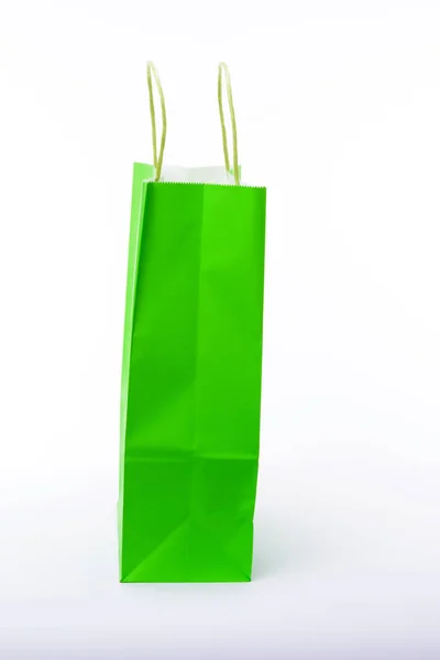 Groenboek Boodschappentassen Witte Achtergrond Leeg Gebied — Stockfoto