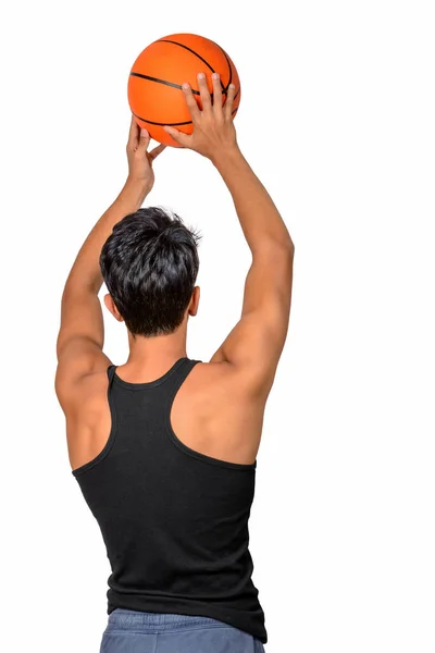 Portret Van Een Jonge Basketbalspeler Passeren Van Bal Kaukasische Jongen — Stockfoto