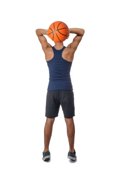 Portrait Young Basketball Player Passing Ball Young Caucasian Boy Sportswear — Stock Photo, Image