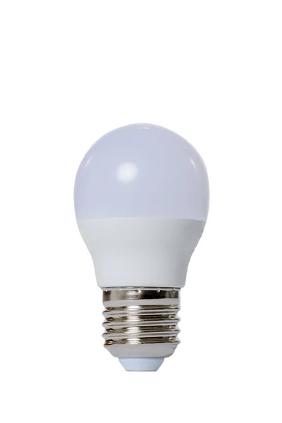 Led Lamp Opaque Glass Bulb E27 Socket White Background — Stock Photo, Image