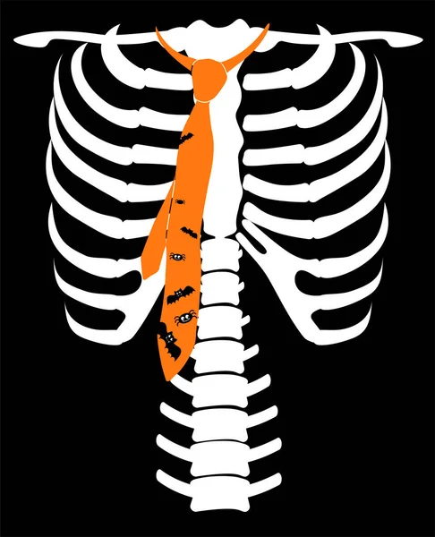 Esqueleto Dibujos Animados Con Corbata Impresión Halloween Para Ropa Niños — Archivo Imágenes Vectoriales