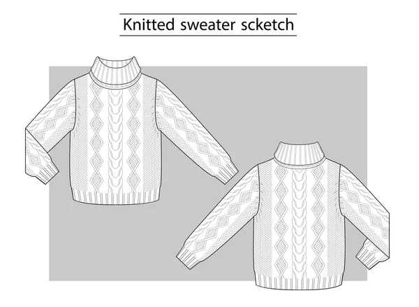 Örgü Örgülü Kazak Teknik Scketch — Stok Vektör