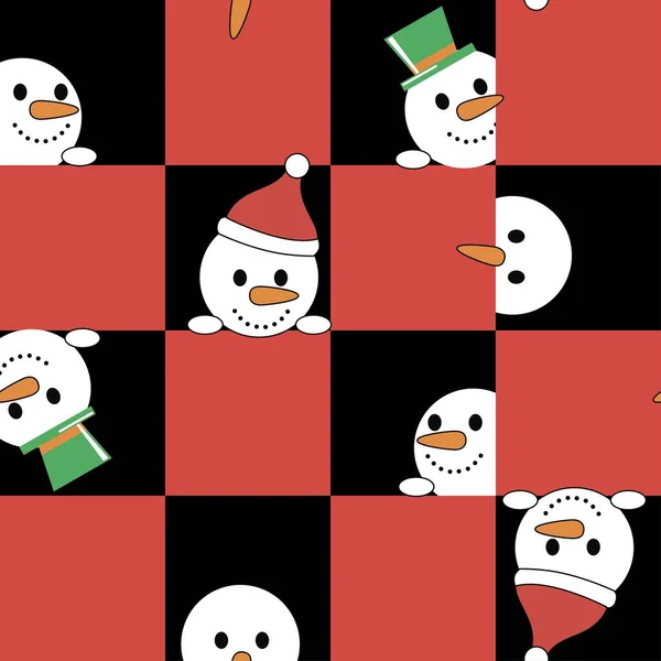 Kardan adam meydanın dışına bakıyor. Noel pürüzsüz desen çizimi.