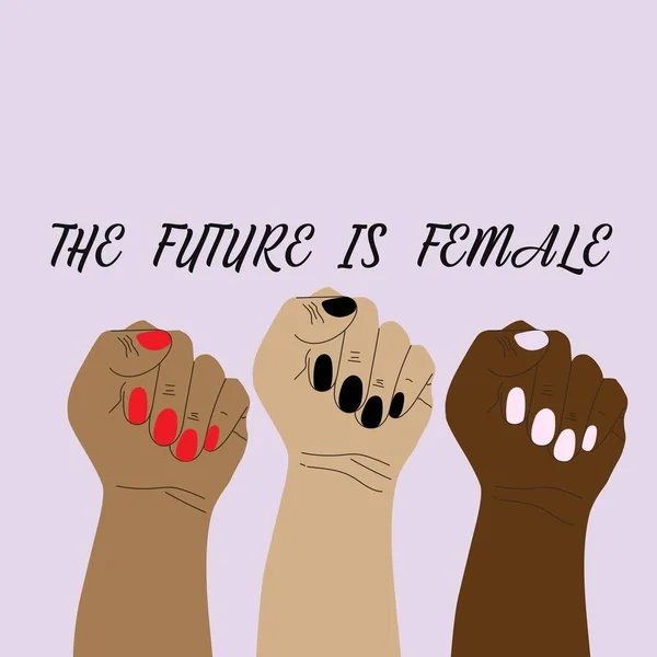 Il futuro è femminile per il concept design. poster di tendenza Manifesto tipografico. Manifesto motivazionale sociale. Slogan, stimolante, citazione motivazionale. Motivazione citazione femminile. Motivazione citazione donna. — Vettoriale Stock