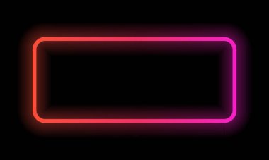 Kırmızı ve pembe neon dikdörtgen. Vektör illüstrasyonu