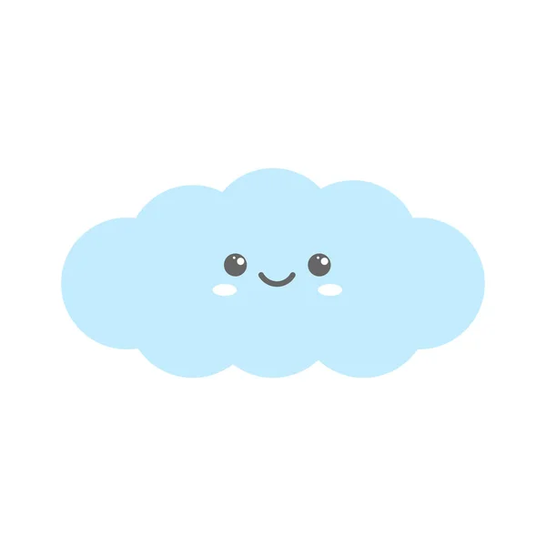 Cloud Usmívá Roztomilá Kreslená Postava Kawaiská Kresba Vektorová Ilustrace — Stockový vektor