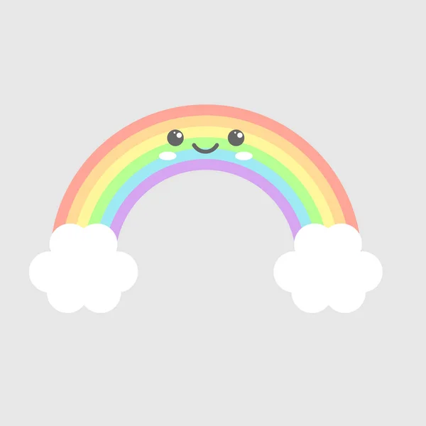 Regenboog Glimlacht Leuke Stripfiguur Kawaii Tekening Vectorillustratie — Stockvector