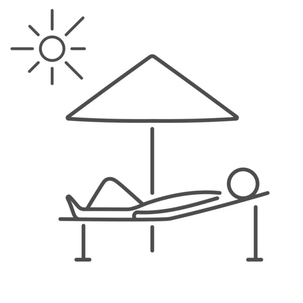 Чоловік Лежак Парасолька Пляжі Сонце Векторні Ілюстрації — стоковий вектор