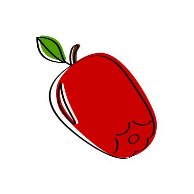 Sulu kırmızı elma. Vektör illüstrasyonu.