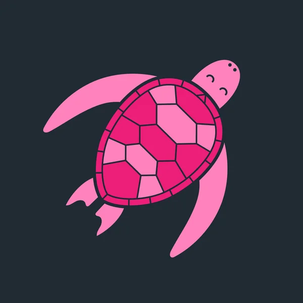 Розовая Черепаха Открытка Шаблон Векторная Иллюстрация — стоковый вектор