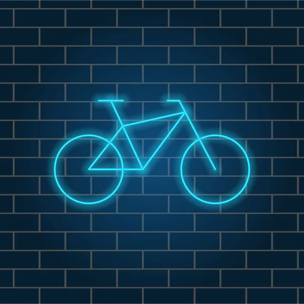 Vélo Néon Bleu Brillant Panneau Lumineux Nuit Illustration Vectorielle — Image vectorielle