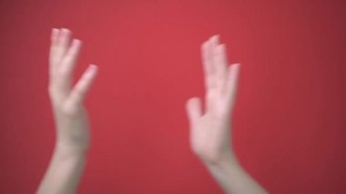 Yakın plan iki kadın el alkışlar, alkışlar, teşekkür ederim. İzole edilmiş arkaplan.