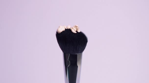 Cosmetic black brush designed for foundation. — Stock Video