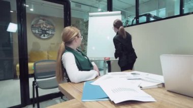 Tahtaya bir grafik çiz. Yönetmenler toplantısı. İş sorunları çözülüyor.