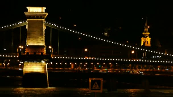 Krásný Řetěz Most Maďarsku Který Spojuje Budim Pešť Video Klip — Stock video
