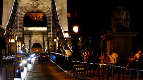 Budapest Ungern Juli 2018 Vacker Kedja Överbryggar Ungern Som Ansluter — Stockvideo