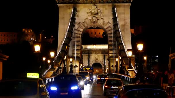 Будапешт Венгрия Июля 2018 Цепной Мост Венгрии Соединяющий Будим Пешт — стоковое видео