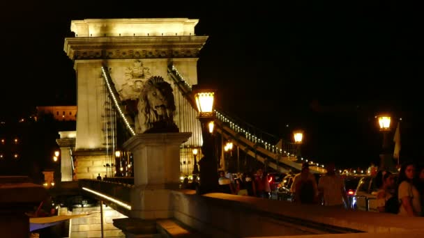 匈牙利布达佩斯 2018年7月27日 美丽的链桥在匈牙利谁连接 Budim 和害虫 视频剪辑 — 图库视频影像