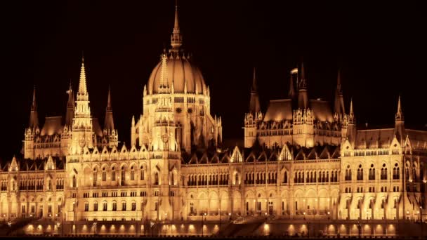 Budapest Ungarisch Juli 2018 Wunderschönes Ungarisches Parlament Budapest Der Nacht — Stockvideo
