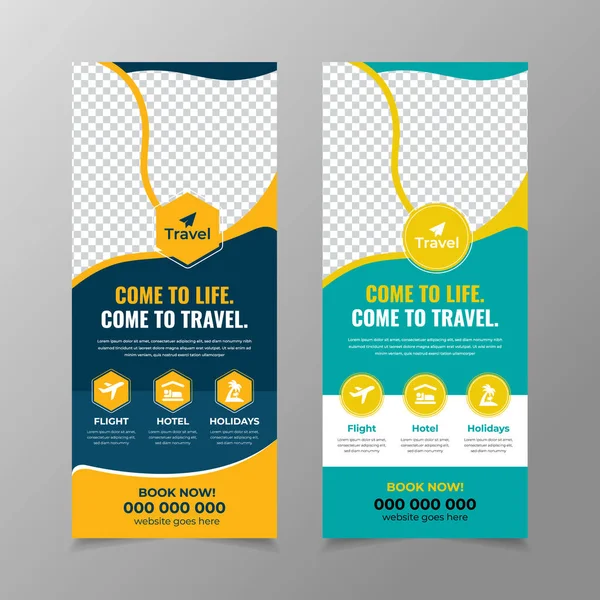Seyahat ve turizm acentesinin katlanabilir pankart tasarımı şablonu