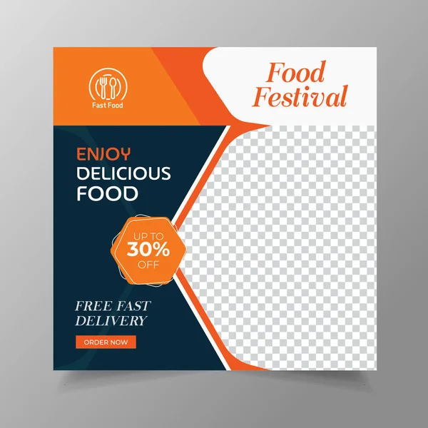 Sosyal medya paylaşımı, promosyon ve web afişi için düzenlenebilir yemek menüsü şablonu