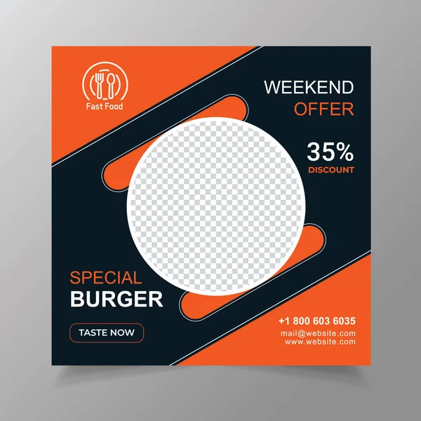 Sosyal medya paylaşımı, promosyon ve web afişi için düzenlenebilir yemek menüsü şablonu