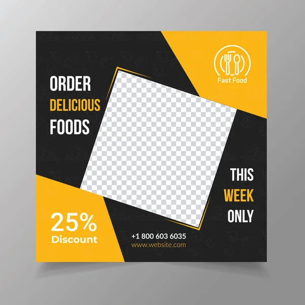 Sosyal medya paylaşımı, promosyon ve web afişi için düzenlenebilir yemek menüsü şablonu