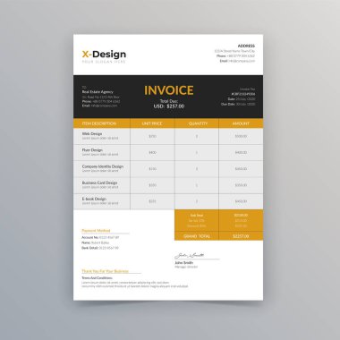 Profesyonel modern iş fatura şablonu