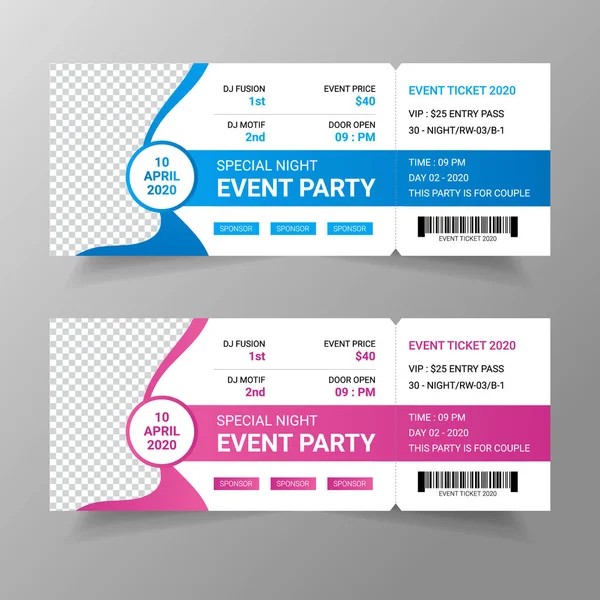 Konser, parti veya festival bileti tasarım şablonu