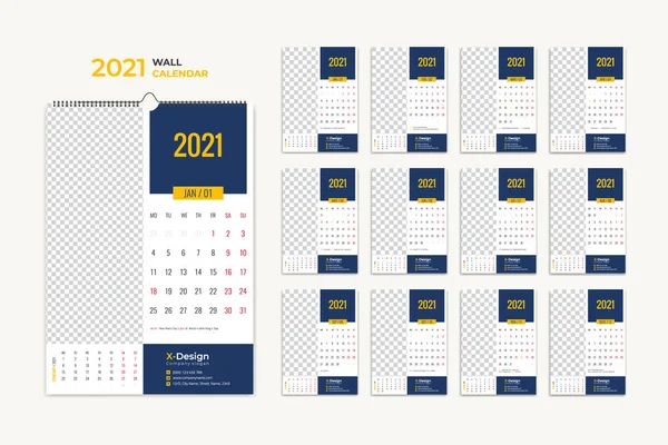 Duvar Takvimi 2021 Şablon, 2021 Takvim