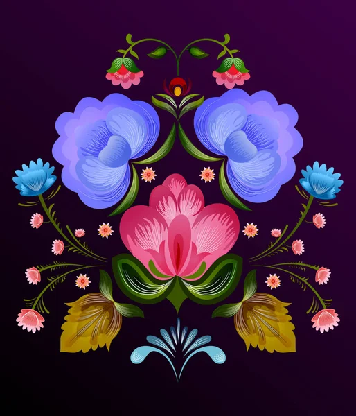 Diseño floral ornamental de Khokhloma una pintura de estilo ruso — Vector de stock