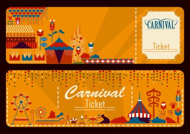 Colorful ticket of fun filled Carnival festival template background clipart