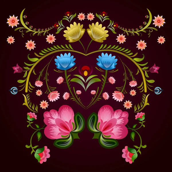 Diseño floral ornamental de Khokhloma una pintura de estilo ruso — Vector de stock