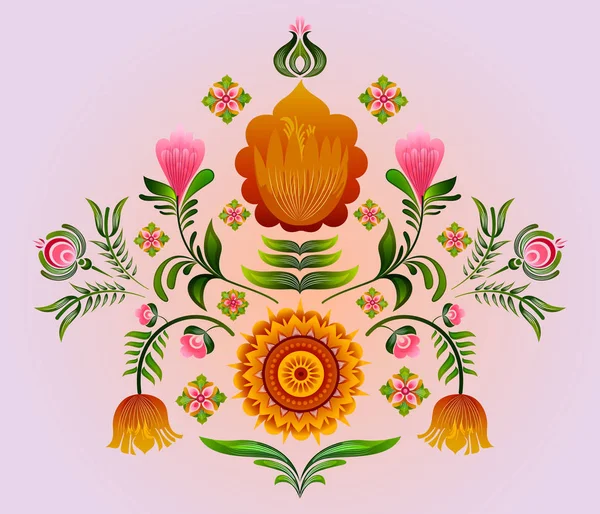 Ornamental flower design of Khokhloma a Russian style painting — Stock Vector