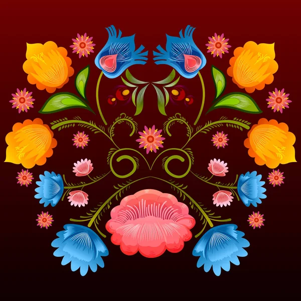 Diseño floral ornamental de Khokhloma una pintura de estilo ruso — Vector de stock