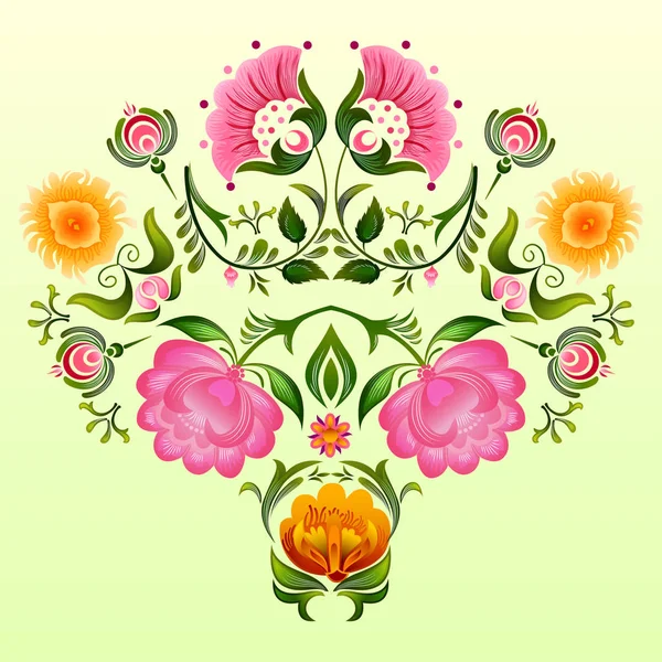 Diseño floral ornamental de Khokhloma una pintura de estilo ruso — Vector de stock