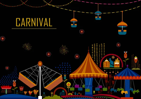 Cartaz colorido de diversão preenchido Carnaval festival modelo fundo —  Vetores de Stock