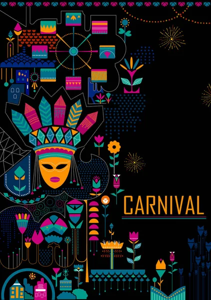 楽しいカラフルなポスターいっぱいカーニバル祭テンプレート背景 — ストックベクタ