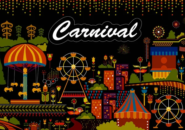 Affiche colorée de fond de festival de carnaval rempli de plaisir — Image vectorielle