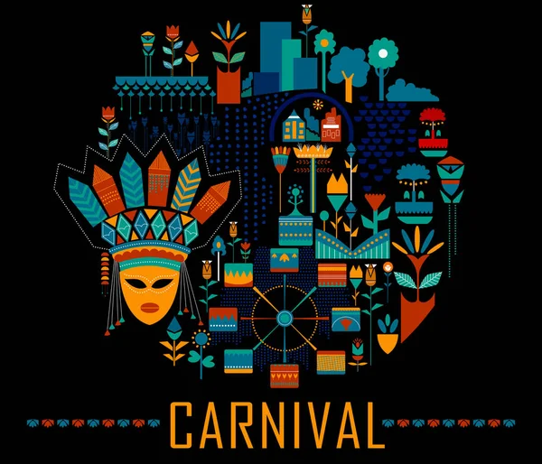 Affiche colorée de fond de festival de carnaval rempli de plaisir — Image vectorielle