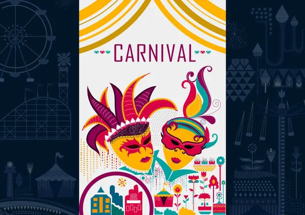 Cartaz colorido de diversão preenchido Carnaval festival modelo fundo — Vetor de Stock