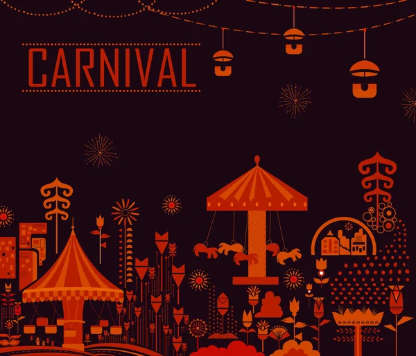 Cartel colorido de fondo de plantilla de festival de carnaval lleno de diversión — Archivo Imágenes Vectoriales