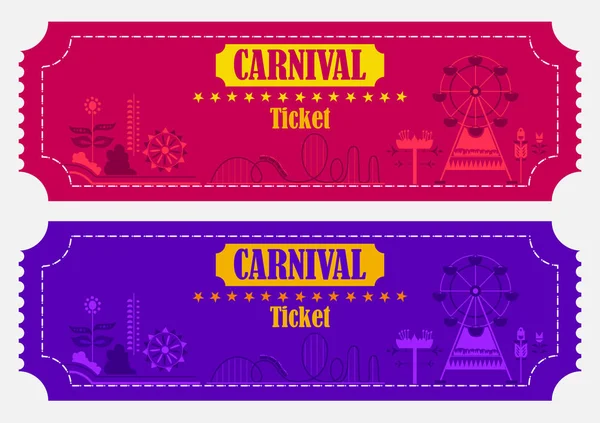 Bilhete colorido de diversão preenchido Carnaval festival modelo fundo —  Vetores de Stock