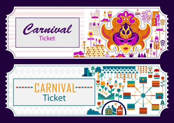 Biglietto Colorato Divertimento Riempito Carnevale Sagra Modello Sfondo Vettore — Vettoriale Stock