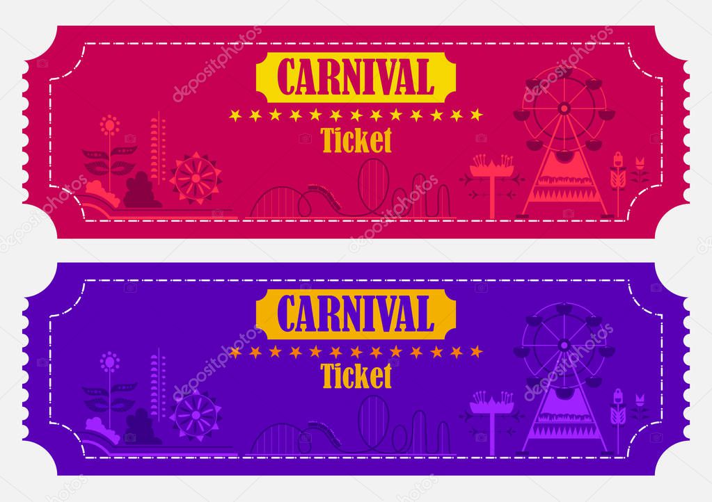 Colorful ticket of fun filled Carnival festival template background