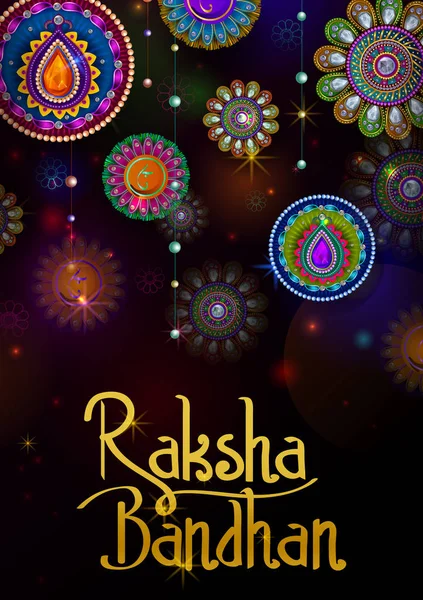 Rakhi หรูหราสําหรับการเชื่อมโยงพี่ชายและน้องสาวในเทศกาล Raksha Bandhan จากอินเดีย — ภาพเวกเตอร์สต็อก