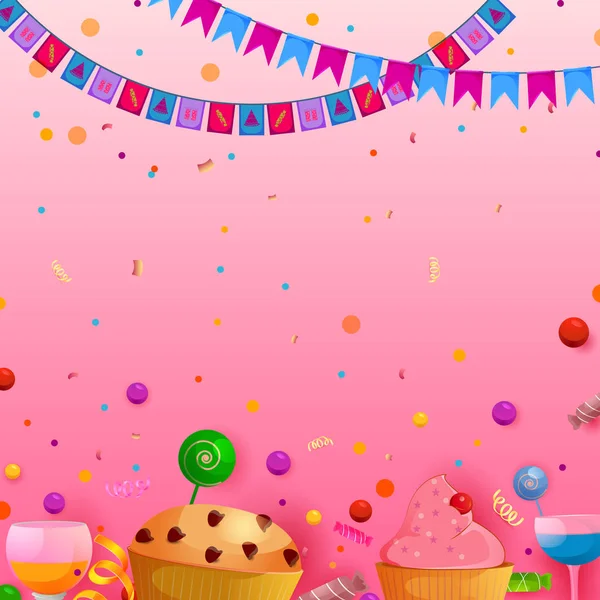 Fondo de celebración para vacaciones y eventos con confeti y decoración — Vector de stock