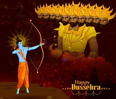 Tanrı Rama Ravana Hindistan Dussehra festival süresince öldürmek